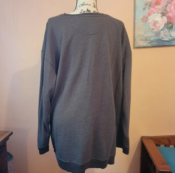 Natural Life Comfy Pocket Boho Sweatshirt - Gray Folk Flower, EUC, 3X - Picture 9 of 13